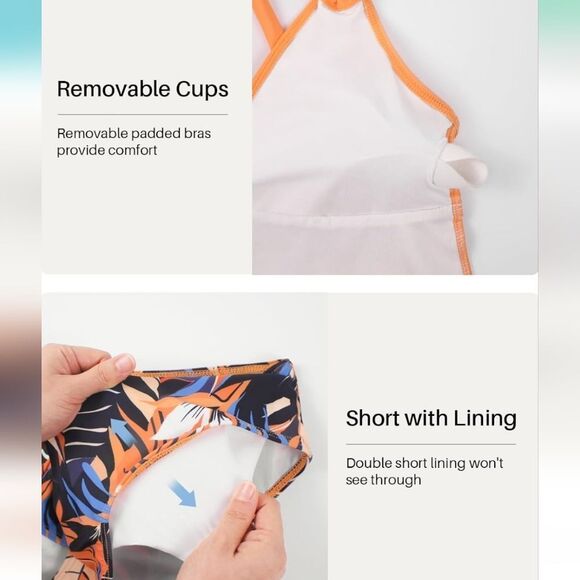 NWT Tankini Top with High Waist Bottoms Cross Strap Tie Back - Picture 5 of 8